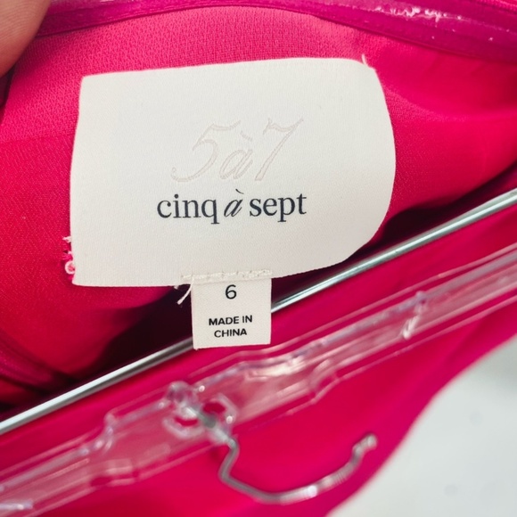 Cinq A Sept Luna Strapless Ruffle Midi Dress Bright Pink Size 6 - Picture 4 of 8